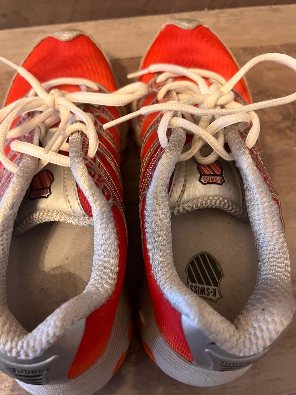 K-Swiss Women's Tubes Orange Silver Athletic Running Shoes Size 6.5